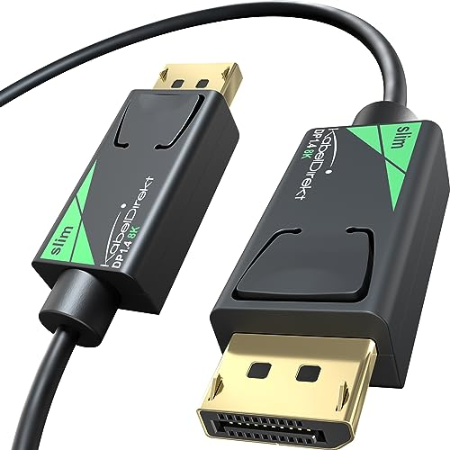 KabelDirekt – Cavo DisplayPort 8K/60Hz, DP 1.4 – 2 m – Cavo DP sottile con diametro di 4,5 mm, per PC/laptop, monitor da gioco ad alta risoluzione 4K / 8K e ultra-veloci 144Hz / 165Hz / 240Hz
