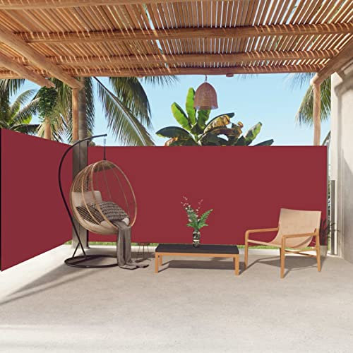 LAPOOH Seitenmarkise Ausziehbar, Windschutz Terrasse, Balkon Windschutz, Balkon Sichtschutz, Sichtschutz Zaun, Sichtschutzzaun, Markise Balkon, Sichtschutzwand, Rot 160x600 cm