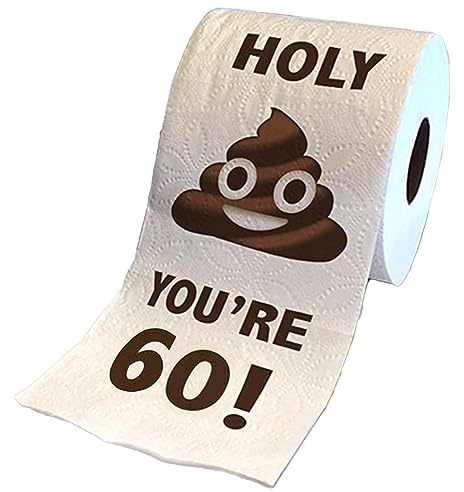 60th Birthday Gifts for Men and Women, Happy Prank Toilet Paper, 60th Birthday Decorations Party Supplies Favors, Funny Gag Gifts Novelty You're 60 Printed Toilet Paper Roll Bathroom Decor Gifts