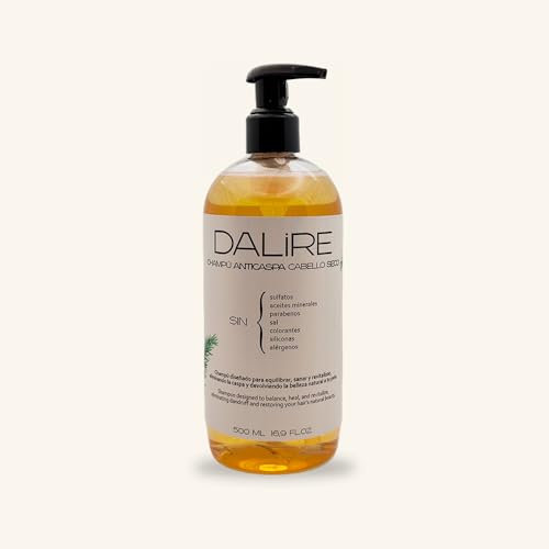 Champú Anticaspa cabellos SECOS sin Sulfatos – 500ml. Combate la caspa producida por HONGOS. Si tienes SEQUEDAD, AÑADE la CREMA NUTRITIVA DALIRE en la RAÍZ. Consúltanos por Whatsapp en DALIRE.com