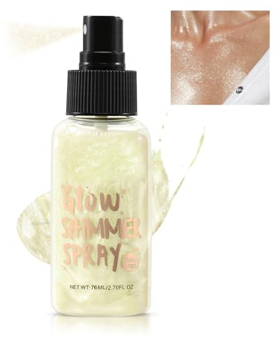 Jutqut Glow Highlighter Spray, Face Body Liquid Highlighter Spray, Glitter Trucco Sparkle Cosmetici Shimmer Highlighter, Liquido Glitter Perline Spray per Capelli Corpo per Anno Anno Rave Party (Oro)