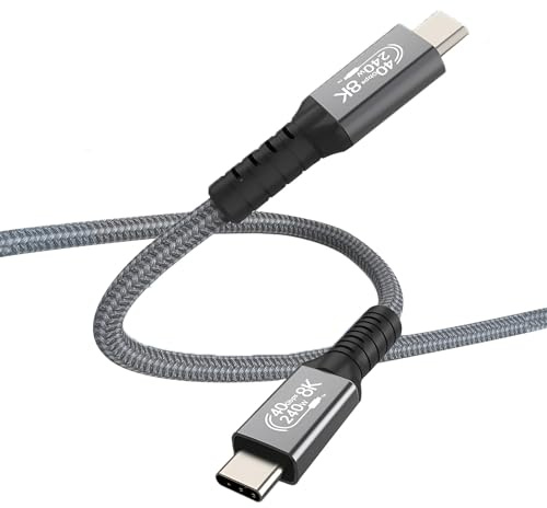 MMOBIEL USB4 Câble 1 m - 240W Charge Rapide USB-C vers USB-C Câble - 8K@60Hz - 40 Gbps Transfert de Données - Compatible avec Thunderbolt 3/4, iPhone 16 15, MacBook Pro/Air, iPad, Samsung Galaxy, HP