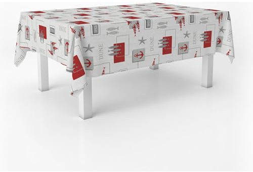 ECOMMERC3 Wachstuch, rechteckig, Größe 100 x 140 cm, Stil, Haltbarkeit und einfache Reinigung für Ihren Tisch – fleckenabweisende und wasserdichte Wachstuch-Tischdecke, Rot
