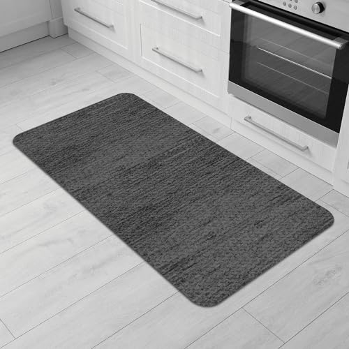 Comart, Nancy - Alfombra Antideslizante de Chenilla para Cocina, Pasillo y decoración, Borde Antideslizante, Suave, Resistente, Lavable a máquina, Fabricada en Italia, Color Gris, 50 x 100 cm