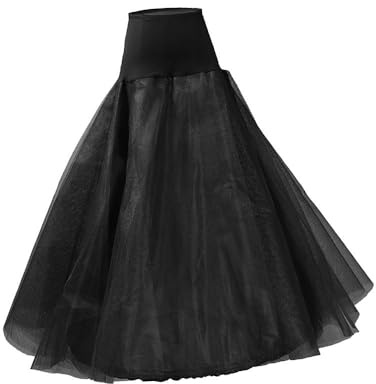 perfk Vestido de novia enagua enagua de un solo aro largo hasta el suelo falda enagua de boda crinolina para vestido de baile nupcial negro