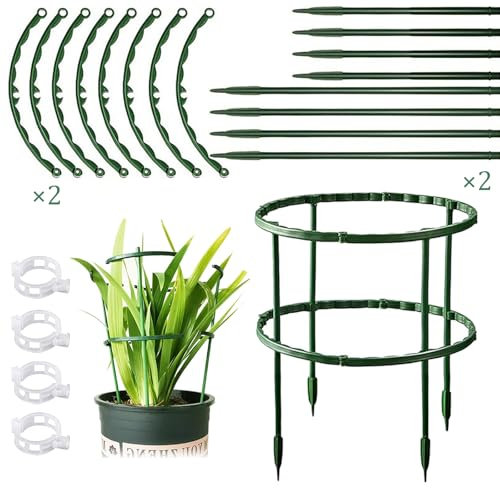 Tuteur pour Plante, Lot de 16 Piquets Verts Ronds Support pour Plantes, Supports Demi-Ronds pour Plantes, Aidez Vos Plantes à Pousser, Anneau de Support pour Pivoines (Grandes 16 pièces)