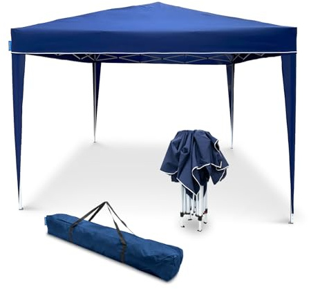 Goodyear - Carpa Plegable de Jardín 3x3m, Cenador Exterior de Acero Robusto, Impermeable con Protección UV30+, Gazebo Plegable para Eventos y Terraza, Incluye Bolsa de Transporte y Estacas (Azul)