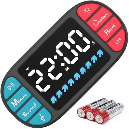 Digitaler Küchentimer -Magnetischer Countdown-Timer, große 3,6 Zoll LED-Anzeige, 3 Helligkeitsstufen, 4 Lautstärkestufen, 4 Alarmtöne für Kinder, Schule, Klassenzimmer, Haushalt und Kochen (Black) | Visueller Timer mit 9,1 cm LED, 4 Sounds, 3 Helligkeiten, Kindersicherung, USB-C oder AAA für Zuhause & Studium