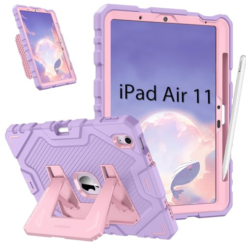 Fintie Fodral för iPad Air 11 tum (2025/2024) M3/M2, iPad Air 5:e/4:e generationen (2022-2020), robust och slitstarkt stöttåligt skyddsfodral med inbyggt stativ för barn, pojkar och flickor, lila