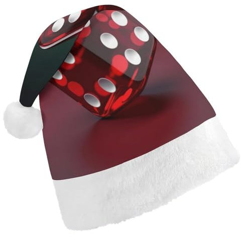 JKLQWH Weihnachtsmütze, Weihnachtsmütze, Partyhut mit roten Würfeln, Weihnachtsmannmütze für Erwachsene, Uni, klassische Weihnachtsmannmütze, extra dick, Weihnachtsmütze, Wintermütze, Neujahr,