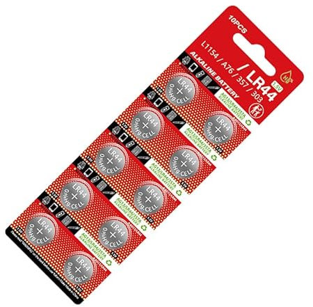 10 batterie alcaline a bottone LR44, 1,5 V, di ricambio, AG13/A76/LR44/357 per vari dispositivi elettronici