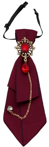 GHTIYLP Adjustable Ties for Women Vintage Womens Tie with Crystal, Pre-Tied Neck Tie for Women Girls Party School Work Casual (Red-01)