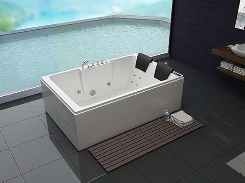 Whirlpool Torino 180 x 120 cm med hydrojet, luftjet, ljud- och värmesystem, lyxigt inomhusbadtunna med LED-belysning, färgglatt ljus, rengöringsprogram, kompakt och