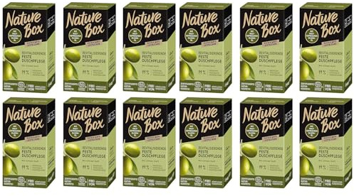 12x Nature Box Verwöhnende Festes Duschpflege mit Oliven-Duft, Natur-Kosmetik 100g (12er Pack)
