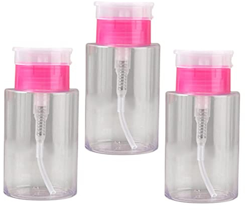 IMIKEYA 3pcs Nail Cleaner Bottles Pump Dispensers for Makeup Remover Nail Polish Remover Chic Manicure Liquid Containers with Design for Easy Use and Storage