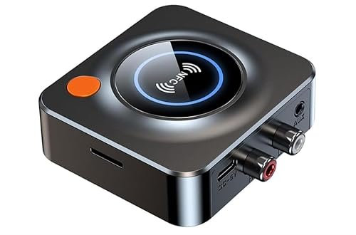 Adattatore Audio Bluetooth 5.4, Ricevitore Bluetooth per Impianti Stereo Jack AUX 3.5mm e RCA, Ricevitore HiFi per Altoparlanti e Amplificatori, Compatibile con NFC e Slot per Scheda TF