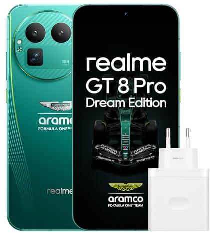 realme GT 8 Pro Smartphone 16GB+512GB, Sistema de cámara RICOH GR, Cámara con teleobjetivo ultranítida de 200 MP, Snapdragon 8 Elite Gen 5, Batería Titan de 7000 mAh, con adaptador, Aston Martin Verde