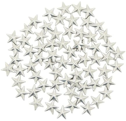 Lot de 100 clous en cuivre étoile 8/10/15 mm, rivets métalliques en cuir, strass thermocollants for vêtements, clous thermocollants, pointes punk, sacs à faire soi-même(Silver,8mm)