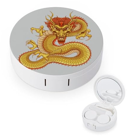 fkgvwo Contact Lens Case Golden Dragon Contact Lens Box Travel Kit Portable for Travel & Home