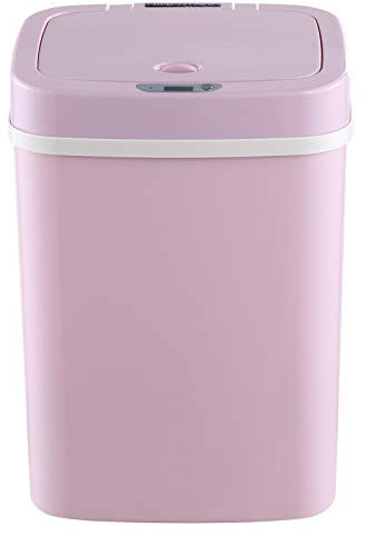 12 Litros De Cubo De Basura Sensor Automático Sin Contacto Contenedor De Basura Pañales Desodorización Contenedor De Basura Contenedores De Reciclaje Multifuncionales De Plástico,Pink