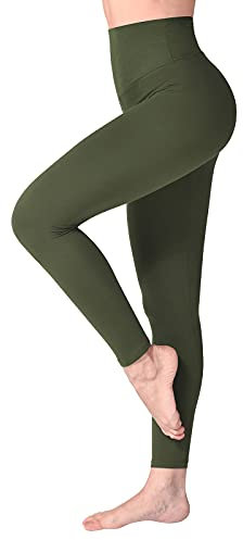 SINOPHANT High Waisted Leggings for Women, Buttery Soft Elastic Opaque Tummy Control Leggings, Plus Size Workout Gym Yoga(ArmyGreen1,L-XL)