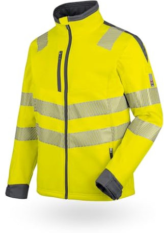 WÜRTH MODYF Warnschutz Softshelljacke Neon – hochwertige & reflektierende Arbeitsjacke in Größe 5XL – winddicht, atmungsaktiv & wasserabweisend (8.000 mm WS)| Gelb
