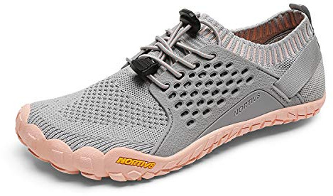 NORTIV 8 Womens Barefoot Water Sports Shoes - Outdoor Athletic Pool Swim Hiking Aqua Shoes, Light/Grey/Pink - 9 (Treklady-2)