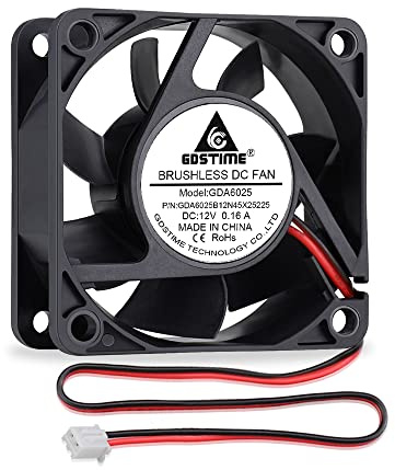 GDSTIME 60mm Computer Fan 12V 60x60x25mm | PC Case Fans, 4500 RPM High Speed, Axial 6CM DC Brushless Cooling, For Xbox DVR Router Projector