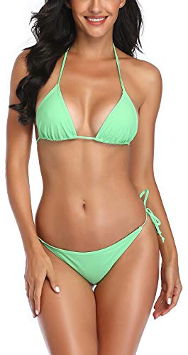 SHERRYLO stringbikini två delar baddräkt för dam triangel topp brasiliansk botten S-XL kropp, Grönt (Green1), en storlek