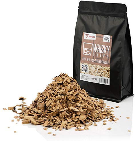BBQ-TORO Whisky Chips pour Fumeurs | 400 g | Copeaux de fumée Intensive provenant de fûts de chêne | Copeaux de Grill pour Grill à gaz, Fumeur, BBQ