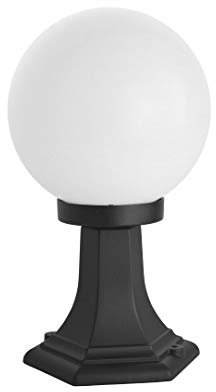 Licht-Erlebnisse Außenleuchte Rund Schwarz Weiß Kugelschirm H:36cm E27 Sockelleuchte Garten Terrasse Weg NINETTE