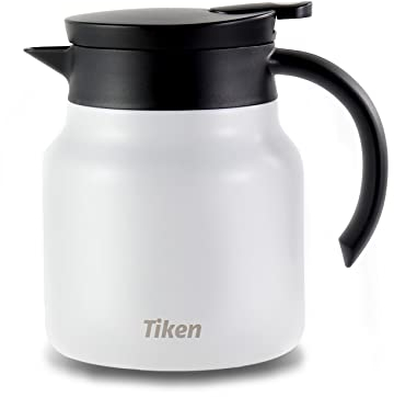 Tiken 800ml Thermoskanne aus Doppelwandingem Edelstahl Isolierkanne Kaffeekanne mit Quick Tip Verschluss