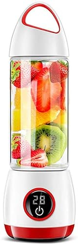 MXXHFC Juicer Portable Electric Juicer Cup Digital Display Usb Rechargeable Vegetables Fruit Juice Maker Bottle Juice Extractor Blender Mixer Red