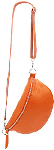 SH Leder ® echt Leder Hüfttasche Damen Herren Unisex Gürteltasche für Festival Reise Bauchtasche große Crossbody Bag Frauen Ledertasche 30x18cm Lala G399 (ORANGE)