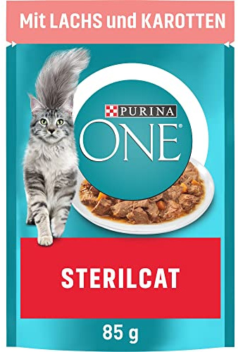 PURINA ONE STERILCAT, zarte Stückchen in Sauce für sterilisierte, 26 x 85g | Katzenfutter nass mit Lachs