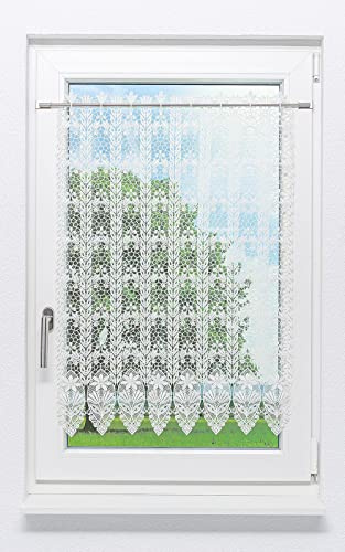 Plauener Spitze Scheibengardine Blütenmedaillon (Bx H) 64cm * 90cm weiß