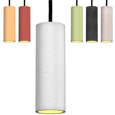 Betoniq Pendelleuchte Beton modern mittel NARA20 außen weiss innen silber - Industrial Design Betonlampe Hängelampe mit LED Glühbirne und Fassung GU10 - Hängeleuchten & Pendelleuchten in Betonoptik