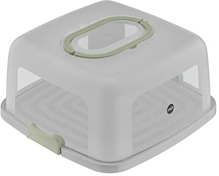 Emsa K32670 Prep&Bake - Contenitore rettangolare per torte, 37 x 33 cm, pratica maniglia, apertura e chiusura sicura, taglierini, adatta al frigorifero, lavabile in lavastoviglie, colore: verde