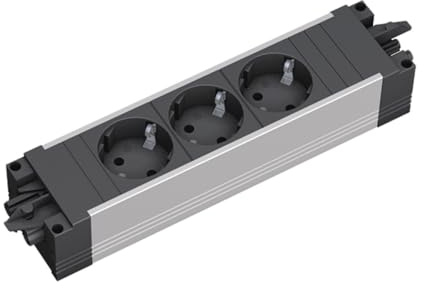 Bachmann Steckdosenleiste Step ALU 3-Fach GST18 Schwarz 906.18815 (modulares Stecksystem mit vielseitiger Anwendung und robustem Aluminiumprofil) alte Artikelnummer: 336.039