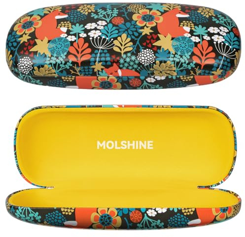molshine Hartschalen-Brillenetui aus PU-Leder,tragbares Reise-Brillentasche für Männer,Frauen,Mädchen,Reisen,Studium,Arbeit(Fuchs)