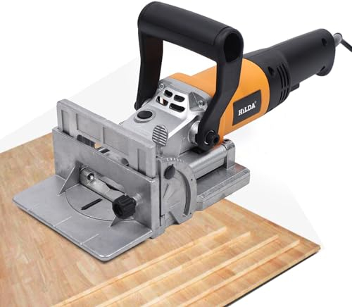 TaNeHaKi Flachdübelfräse Nutfräser Flachdübelfräse Fräsmaschine Holz Flachdübelfräse Holzfräse mit Staubsaugerbeutel Holzverarbeitung Winkel & Höhenverstellbar Flachdübel Fräse 760W