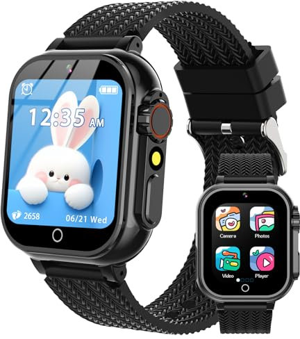 CelleyLise Kids Smart Watch - Boys & Girls, HD Touchscreen Smartwatch with 32 Games, Camera, Music Player, Alarm - Birthday Gift for 4-13 Years (Black)