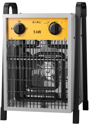 SIAL Industrial Electric Heater 5000W Fan Space Heaters 400V Adjustable Thermostat & Overheating Protection(charging cord not included)