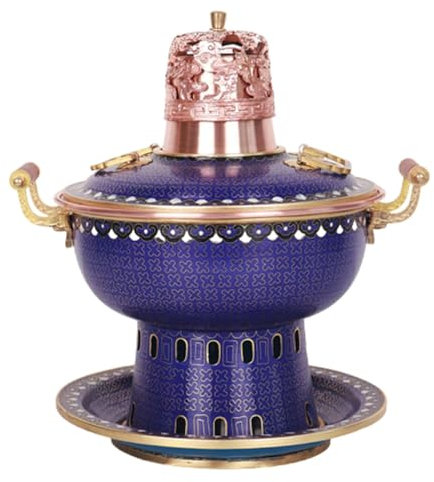 LOKORI Chafing Dishes Cloisonne Copper Hot Pot Single Person Small Copper Pot Old Beijing Copper Hot Pot Commercial Household Alcohol Stove Anti-Scald Carrying Handle,D