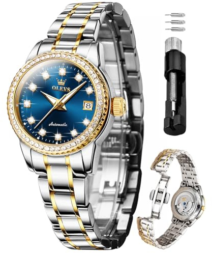OLEVS Damen-Diamantuhr Elegante Luxus-Armbanduhr Damenuhr aus Roségold mit Keramikglas