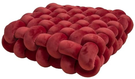 1 coussin carré noué oreiller esthétique nordique chaise de bureau oreiller décoratif en peluche dormeuse nœud dos fait main coussin vin rouge - 30 x 50 x 12 cm