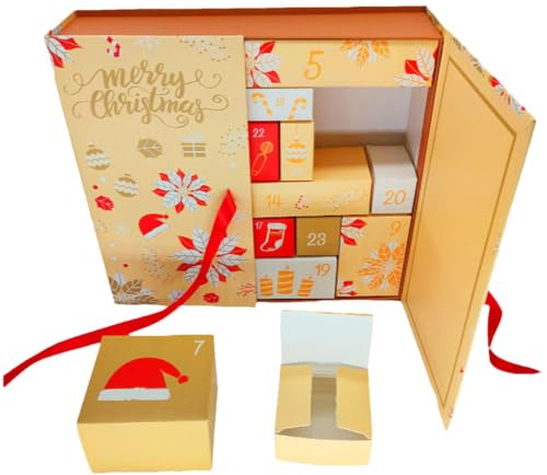 Leere Adventskalenderboxen, 24Gitter Weihnachten Leere AdventsboxenBefüllen | Nachfüllbare, Mit Countdown Kalender Verpackte Keksschachteln - 33x30,5x8 cm