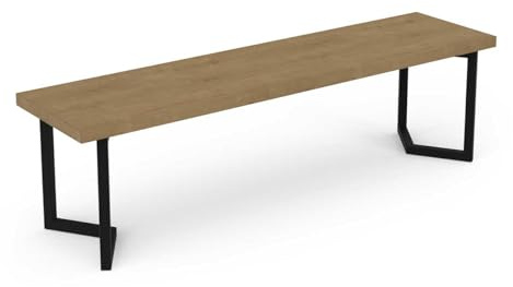 Banc en Bois Multifonctionnel Tendance – Style Industriel – Coloris Chêne Hamilton & Finitions Noir Mat - 158 x 44 x 40 cm