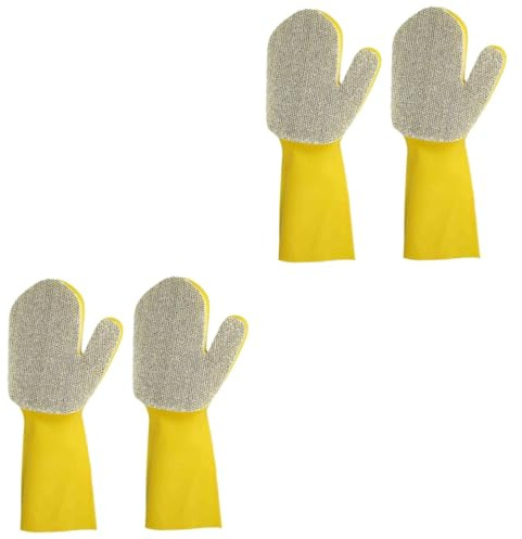 Healeved 4pcs Latex Cleaning Gloves Dishwashing Glove Bowl Cleaning Mitten Reusable Kitchen Washing Long Sleeve for Home