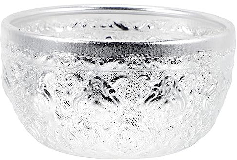 Cabilock tazón de artesanía Fruit Bowl Platos Sopa Bol Decorativo Bol Sopa Bowl Ensalada Recipiente para Comida tazón de Helado de Comida Plato de a Delicada Metal Silver